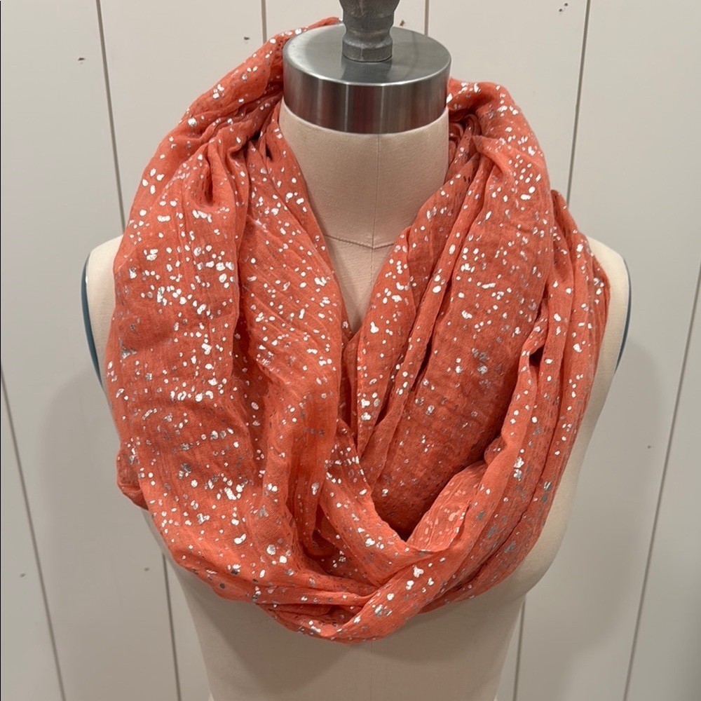Chic Orange Polka Dot Scarf
